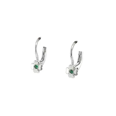 Earrings Quatrefoil with White Gold Emeralds