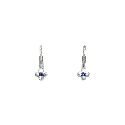 Earrings White Gold Flowers with Sapphire