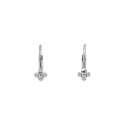 Earrings Flowers with White Gold Zircons