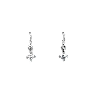 Children's Earrings with White Gold Zircons