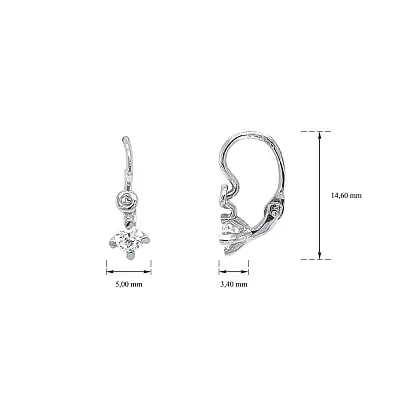 Children's Earrings with White Gold Zircons