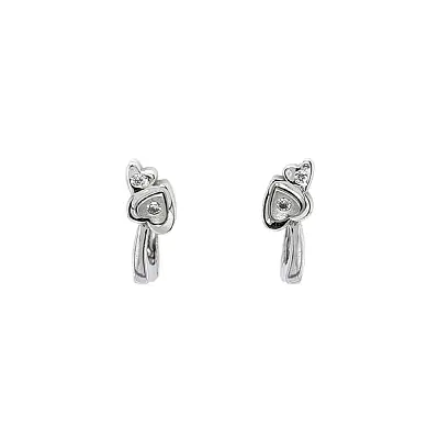 Earrings Heart with Zircones in White Gold