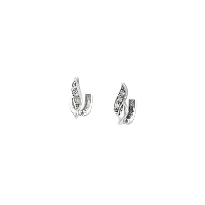 White Gold Earrings with Fine Zircon Ornamentation