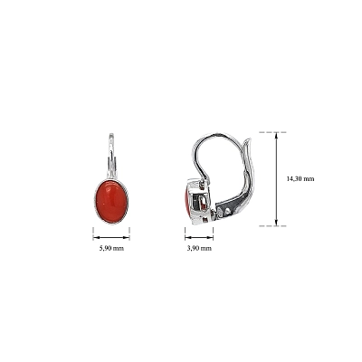 White Gold Short dangle earrings decorated with corals