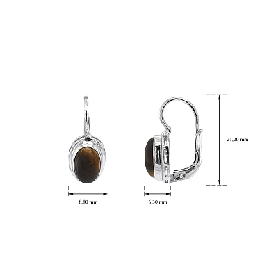 Elegant White Gold Earrings with Tiger Eye