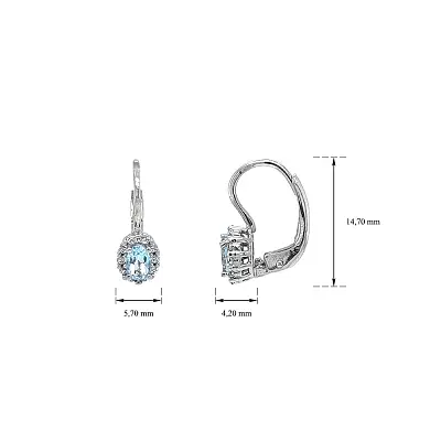 White Gold Earrings with Blue Topaz and Zircons