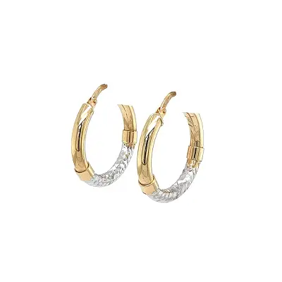Elegant Gold Earrings with Yellow and White Gold Contrast