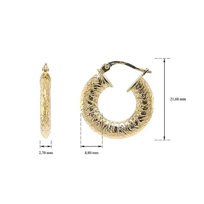 Gold Hoop Earrings with Engraved Pattern