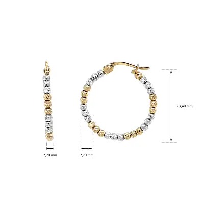 Gold Hoop Earrings in Two-Tone Gold with Beaded Design