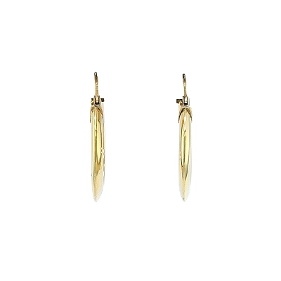 Flat Gold Round Earrings with Bar Clasp