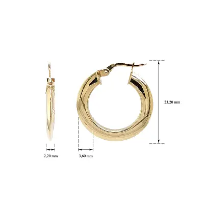 Flat Round Earrings in Yellow Gold with Bar Clasp