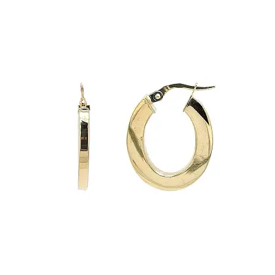 Gold Oval Round Earrings with Bar Clasp