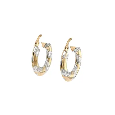 Elegant White and Yellow Gold Round Earrings