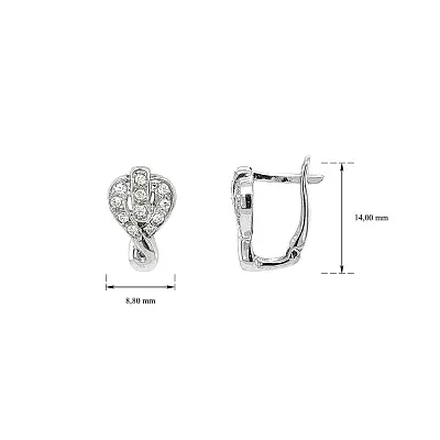 Shiny White Gold Earrings with Sparkling Zircons