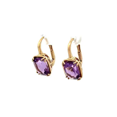 Gold Earrings with Amethyst