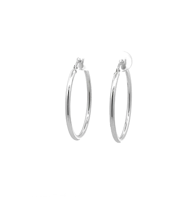 White Gold Round Earrings