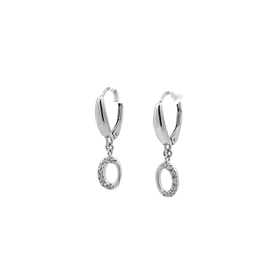 White Gold dangle earrings with Zircons