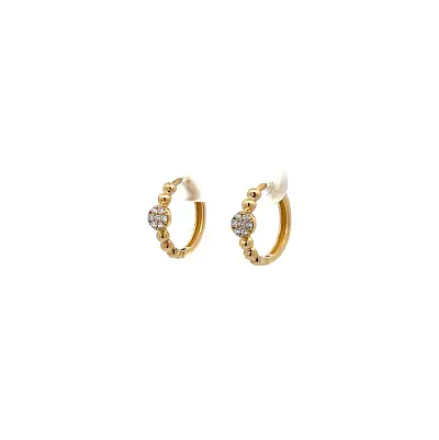 Gold Circular Earrings with Zircons