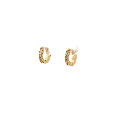 Gold Circular Earrings with Zircons