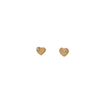 Gold Pecky Earrings Hearts with Zircons