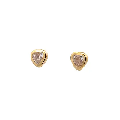 Gold Earrings Heart with Zircons