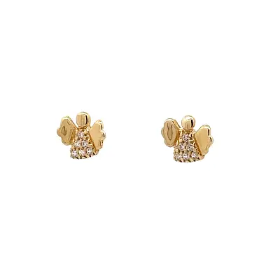 Gold Pecek Earrings Angel with Zircones