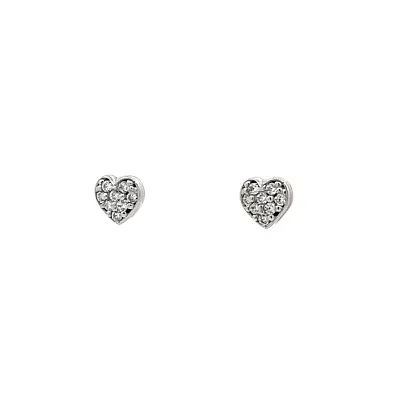 Heart Earrings with Zircones in White Gold