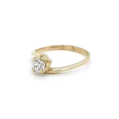 Gold Engagement Ring with Zircon