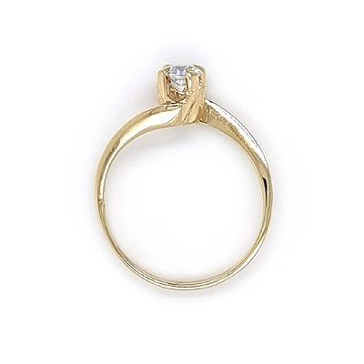 Gold Engagement Ring with Zircon