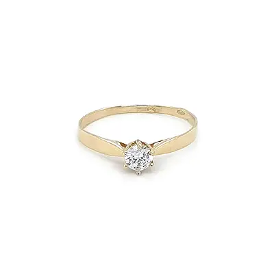 Gold Engagement Ring with Zircon