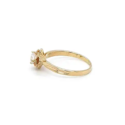Gold Ring Flower with Zircon