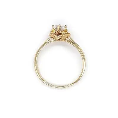 Gold Ring Sparkling Flower with Central Zircon