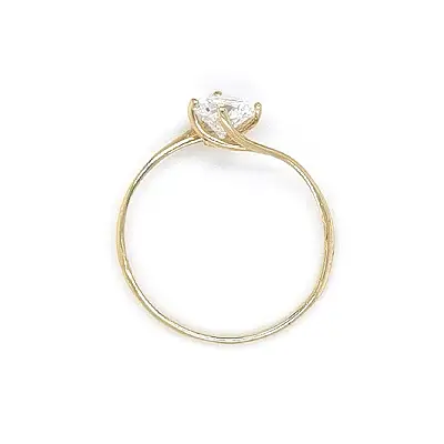 Gold Engagement Ring with Zircon