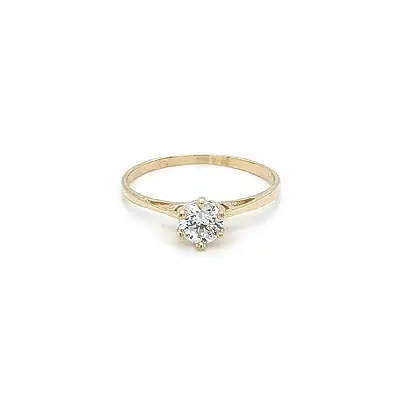 Gold Engagement Ring with Zircon
