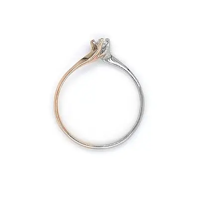 Engagement Ring with Zircon made of Combined Gold