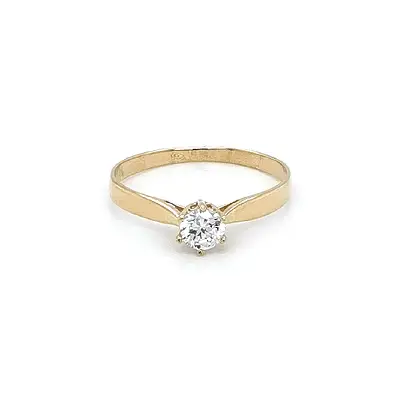 Gold Engagement Ring with Zircon