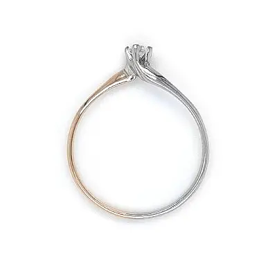 Engagement Ring with Zircon made of Combined Gold