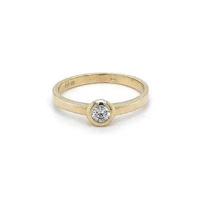 Gold Engagement Ring with Zircon