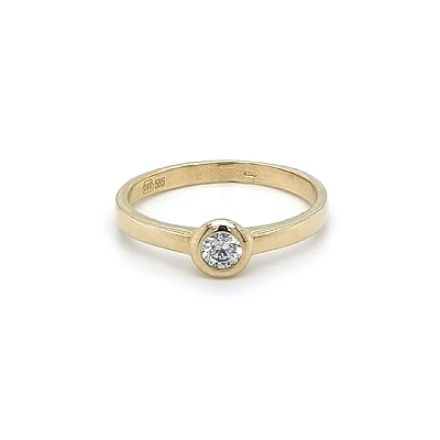 Gold Engagement Ring with Zircon