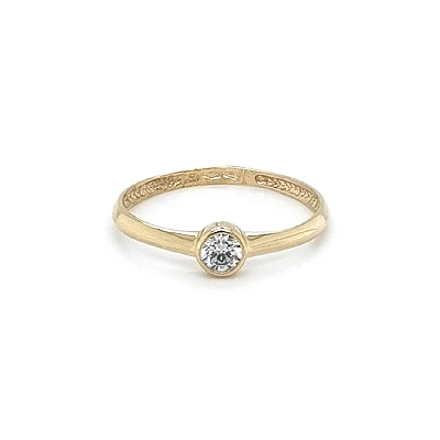 Gold Engagement Ring with Zircon