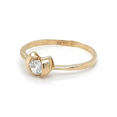 Gold Ring with Zircon