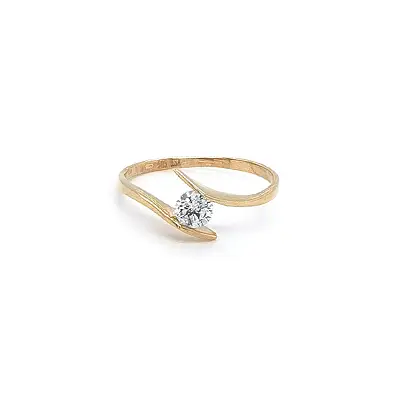 Gold Engagement Ring with Zircon