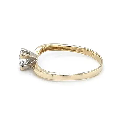 Gold Engagement Ring with Zircon