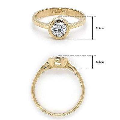 Gold Engagement Ring with Zircon