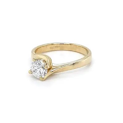 Gold Engagement Ring with Zircon
