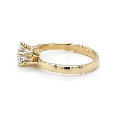 Gold Engagement Ring with Zircon