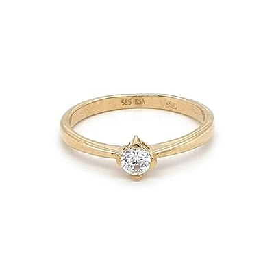 Gold Engagement Ring with Zircon