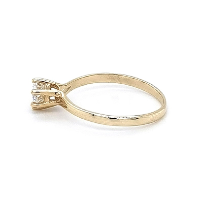 Gold Engagement Ring with Zircon