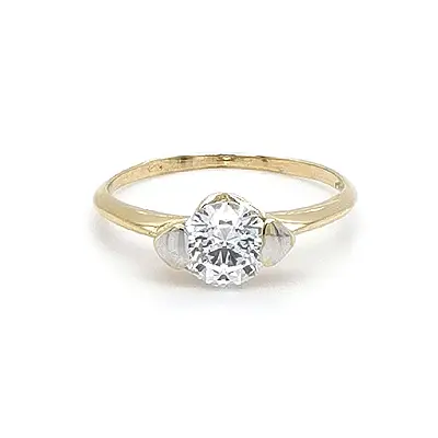 Gold Engagement Ring with Zircon