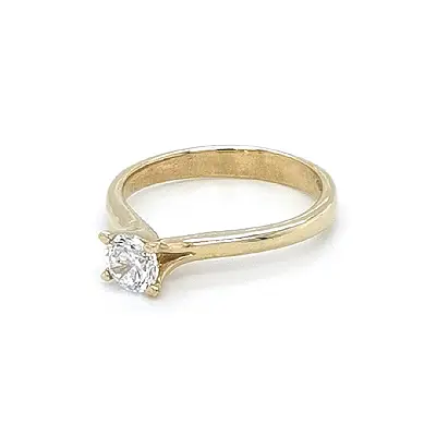 Gold Engagement Ring with Zircon